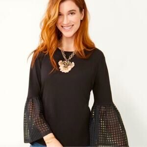 Stella & Dot Maette Lolo Top Black Balloon Sleeves
